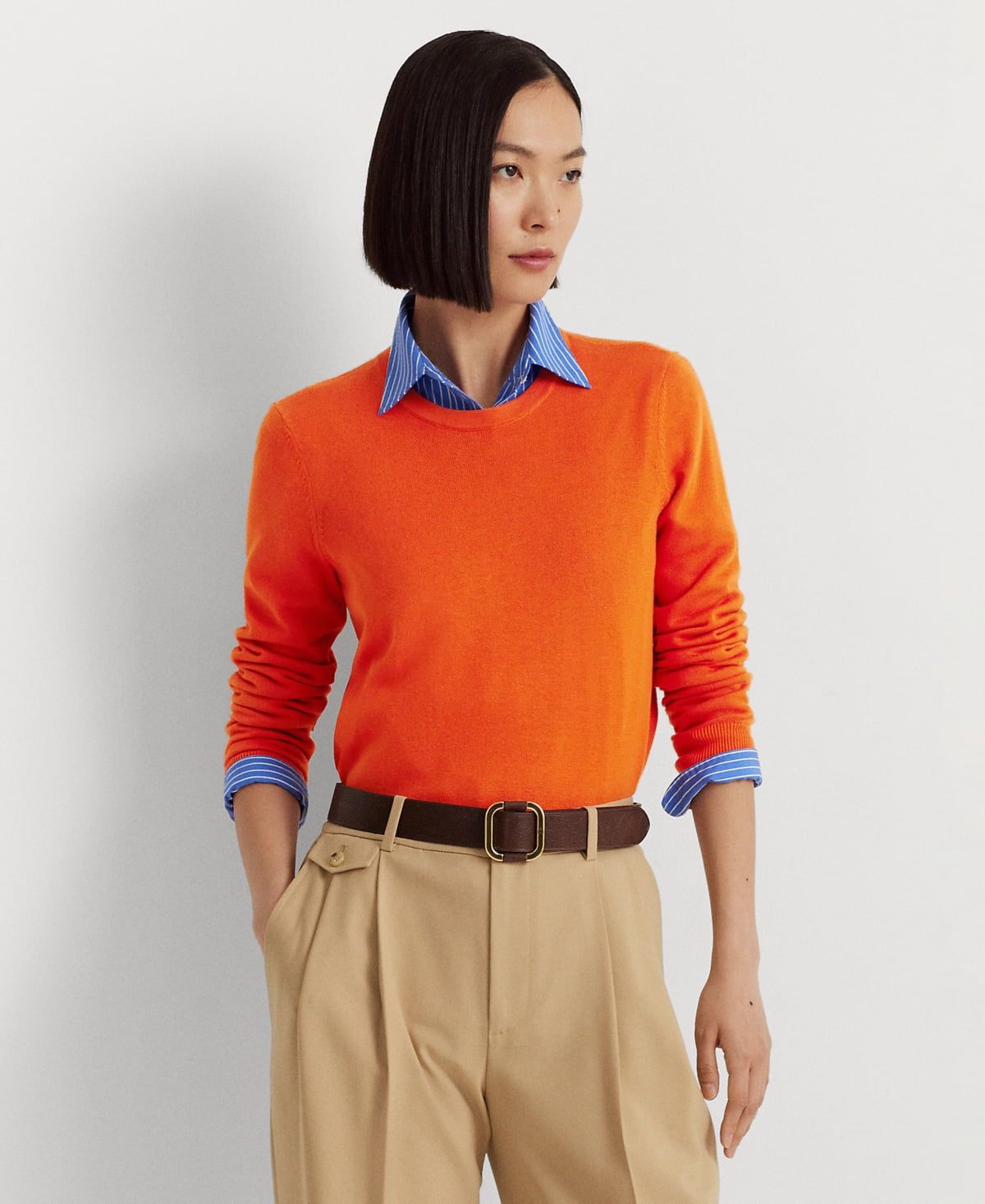 LAUREN Ralph Lauren Cotton-Blend Sweater (Harvest Orange) Women&#39;s Clothing