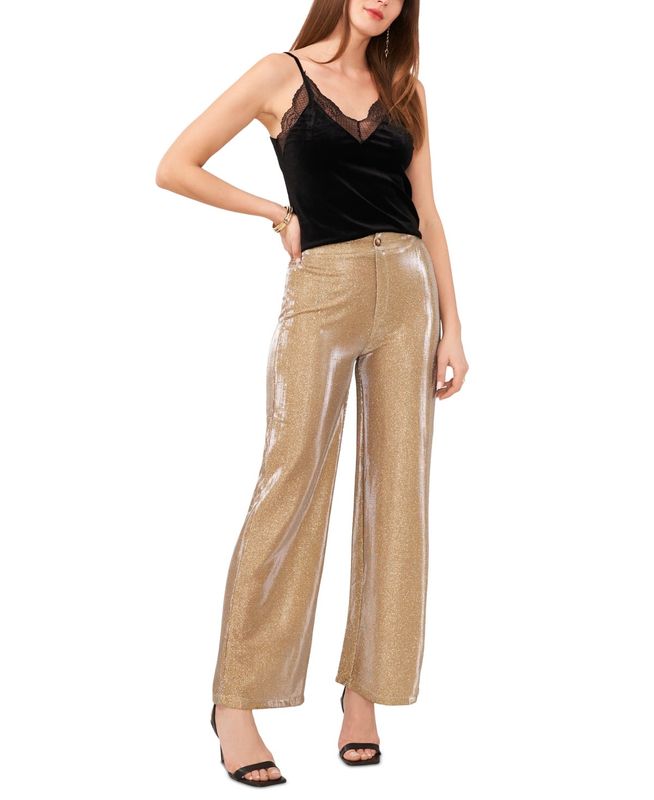 Vince Camuto Women&#39;s Metallic Relaxed Straight-Leg Trousers - Gold