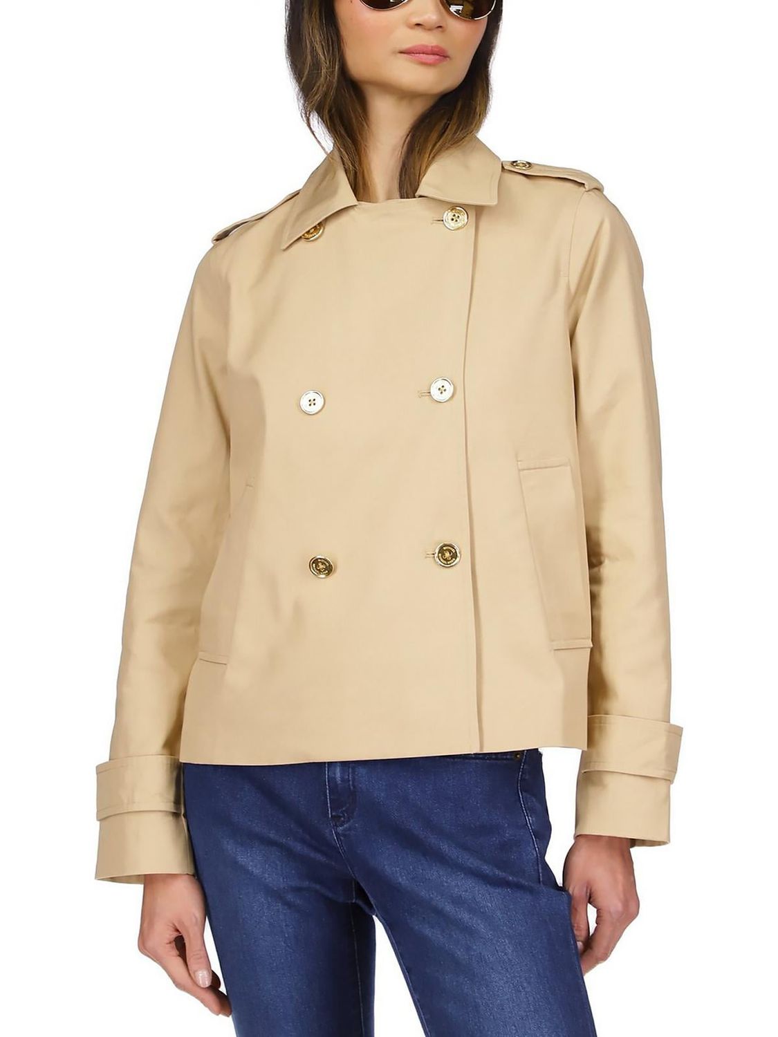 MICHAEL Michael Kors Womens Petites Twill Crop Pea Coat