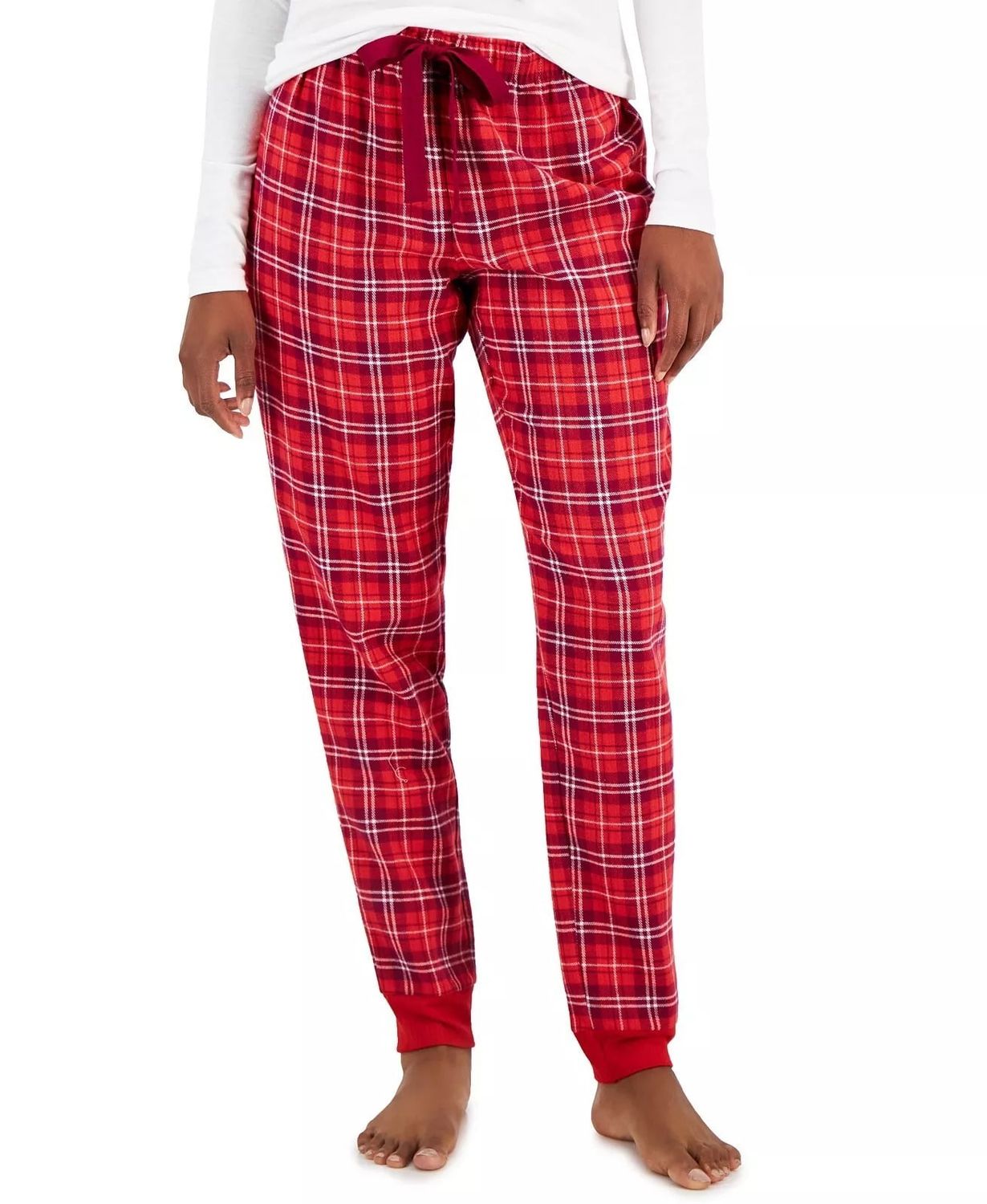 Jenni Women&#39;s Cotton Flannel Pajama Pants, Merry Red Plaid 2XL