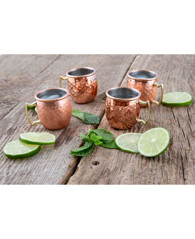 Thirstystone by Cambridge Moscow Mule Mug Shot Glasses  Set of 4  Rustcopper