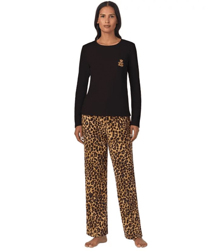Lauren Ralph Lauren Women&#39;s Long-Sleeve Crewneck Pajama Set, XL