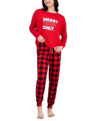 Jenni Women’s 2-Pc. Long-Sleeve Packaged Pajamas Set (Buffalo Check, Small)