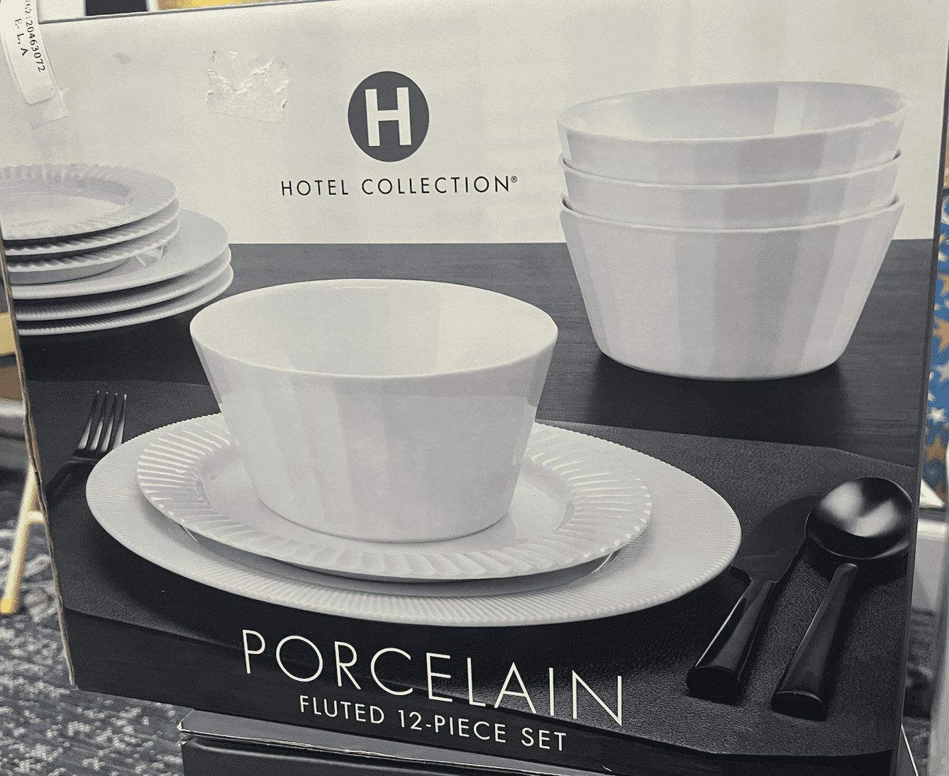 Hotel Collection Fluted 12 Pc. Dinnerware Set, Service for 4,  - White