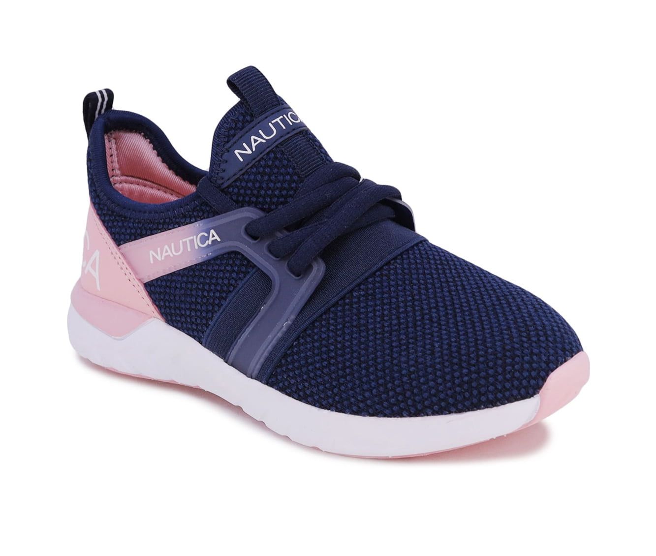 Nautica Little Girls Athletic Lace up Slip on Combo Sneakers - Navy, Peony