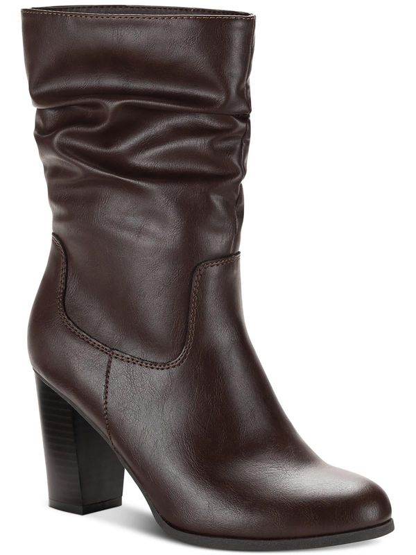 Style &amp; Co. Womens Saraa Slouch Faux Leather Block Heel Mid-Calf Boots