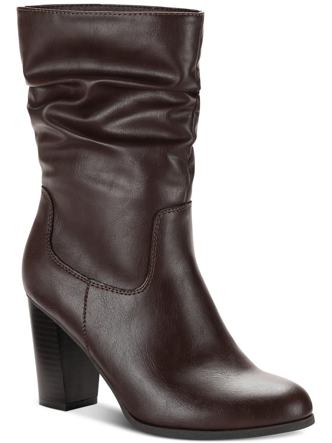 Style &amp; Co. Womens Saraa Slouch Faux Leather Block Heel Mid-Calf Boots
