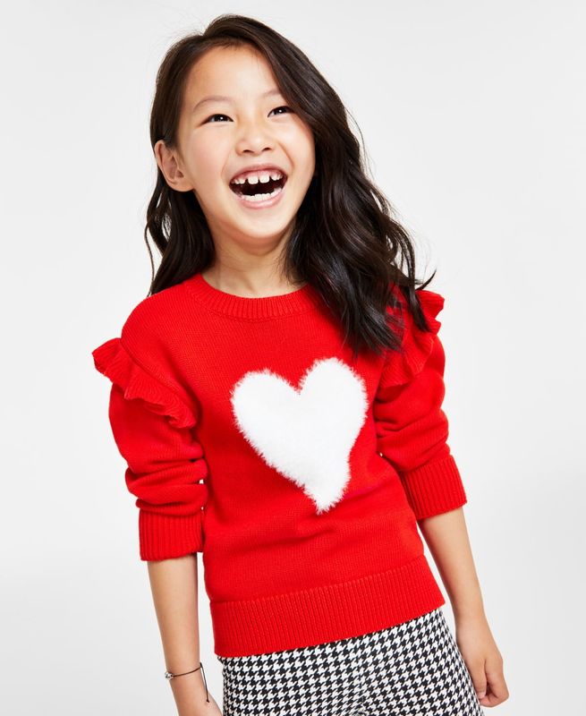 Epic Threads Toddler &amp; Little Girls Heart Pullover Sweater, - Fiesta Red