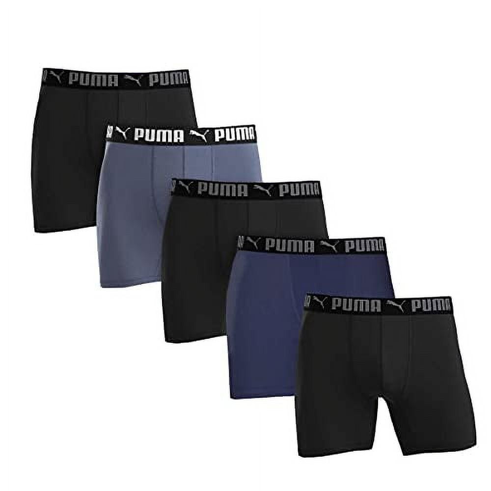 Puma Men&#39;s Microfiber Boxer Brief 5-pack (Medium Black / Grey / Blue