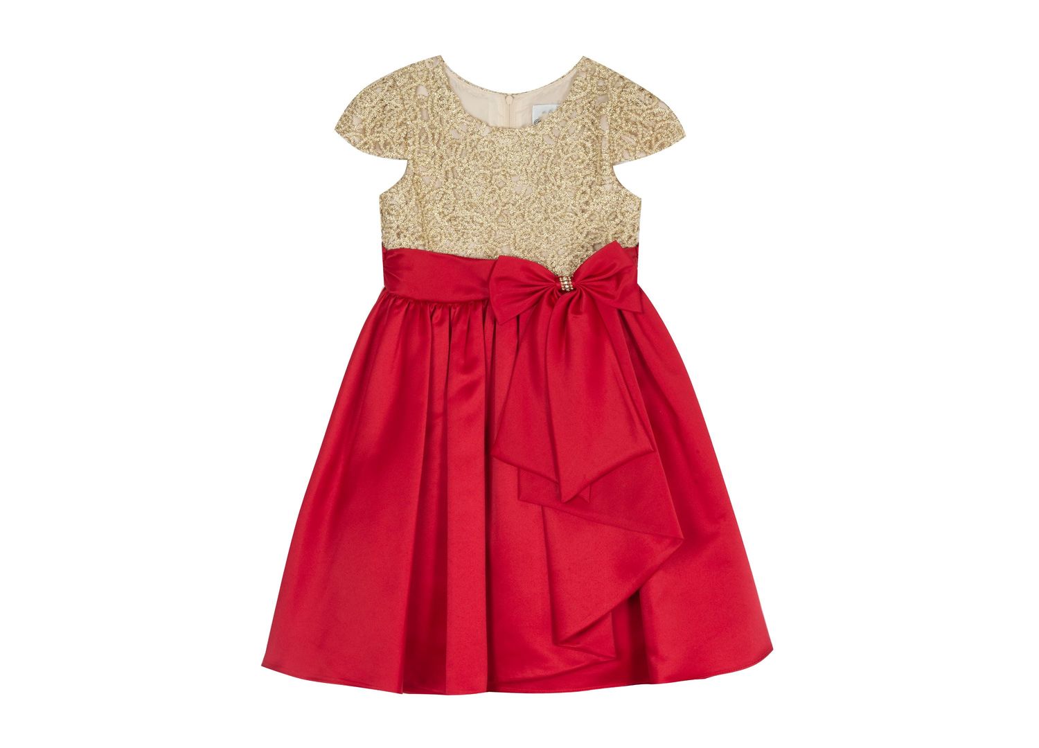 Toddler Girls Cascade Bow Dress Embro Red 3T