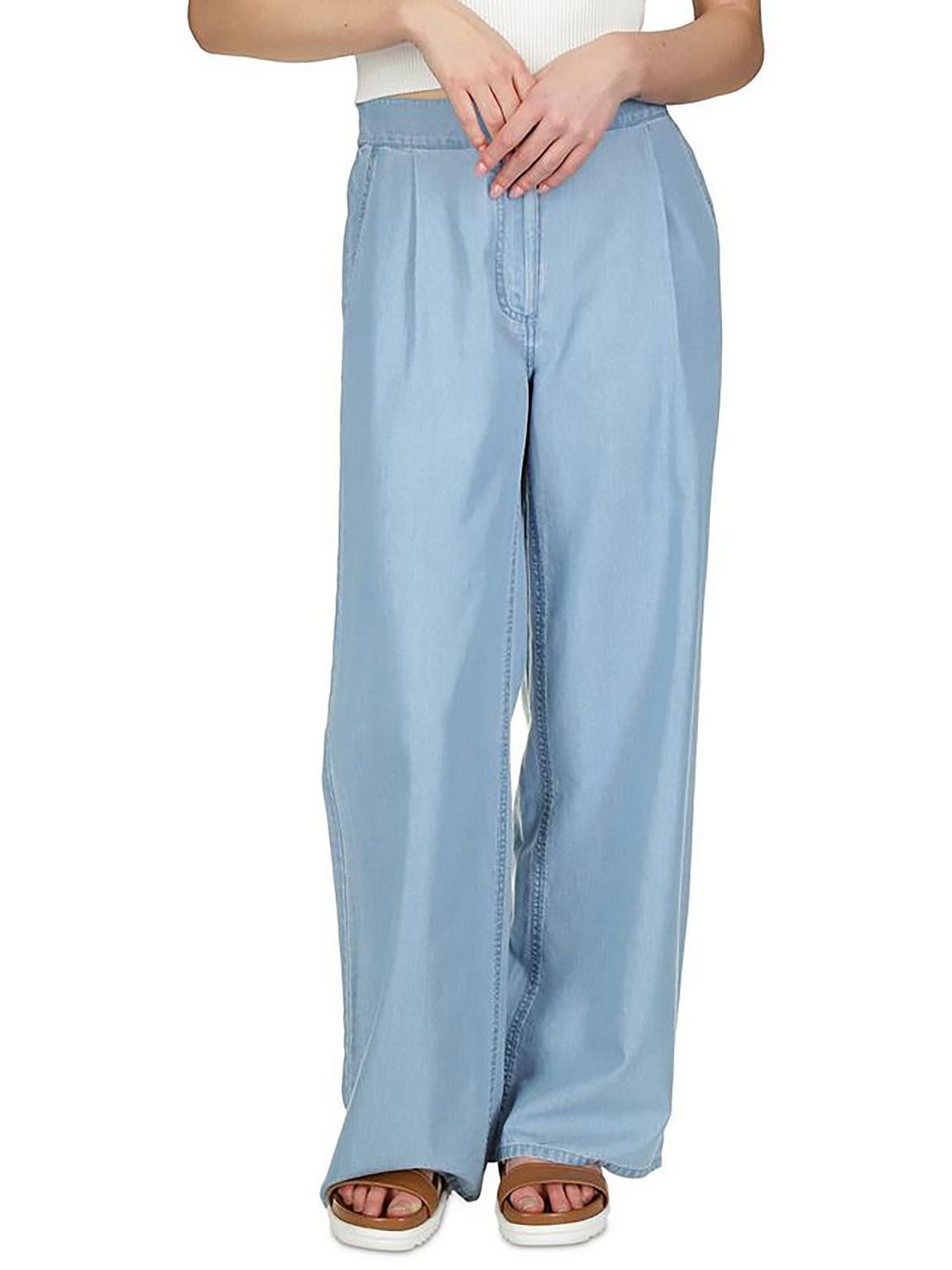 MICHAEL Michael Kors Womens Petites Tencel Pleated Wide Leg Pants