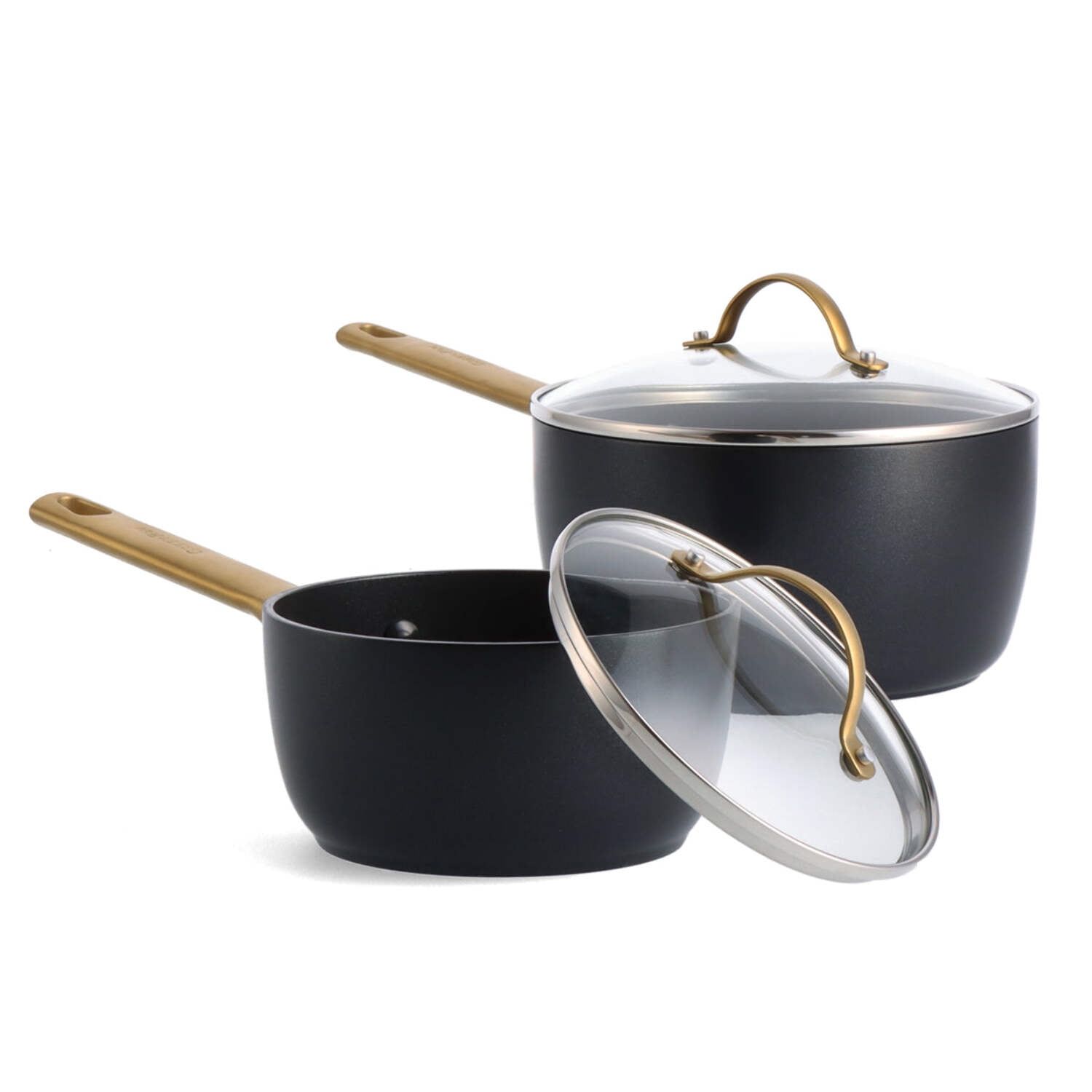 GreenPan Reserve 4pc (1.5qt and 3qt) Hard Anodized Healthy Ceramic Nonstick Sauce Pan Set Black