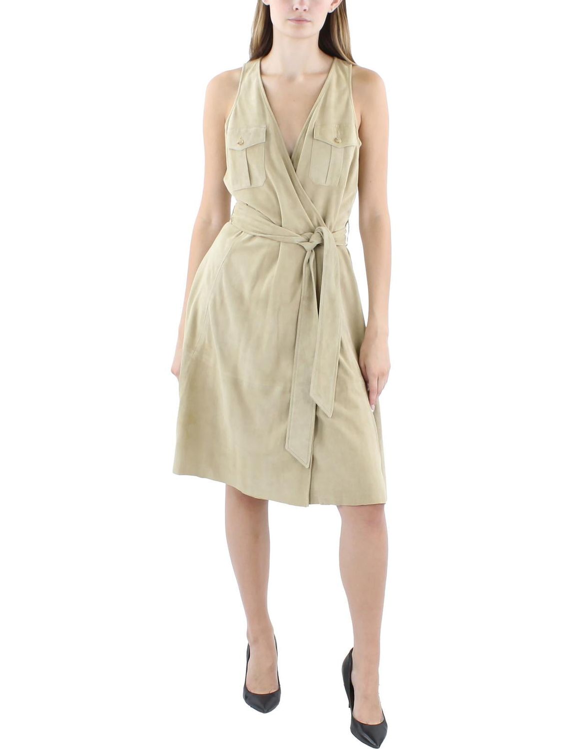Lauren Ralph Lauren Womens Collar Suede Sheath Dress