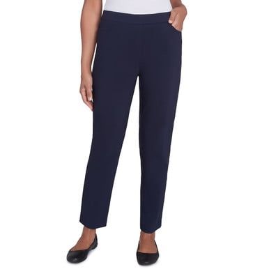 Alfred Dunner Womens Petite Classic Allure Fit Proportioned Pant With Elastic Comfort Waistband