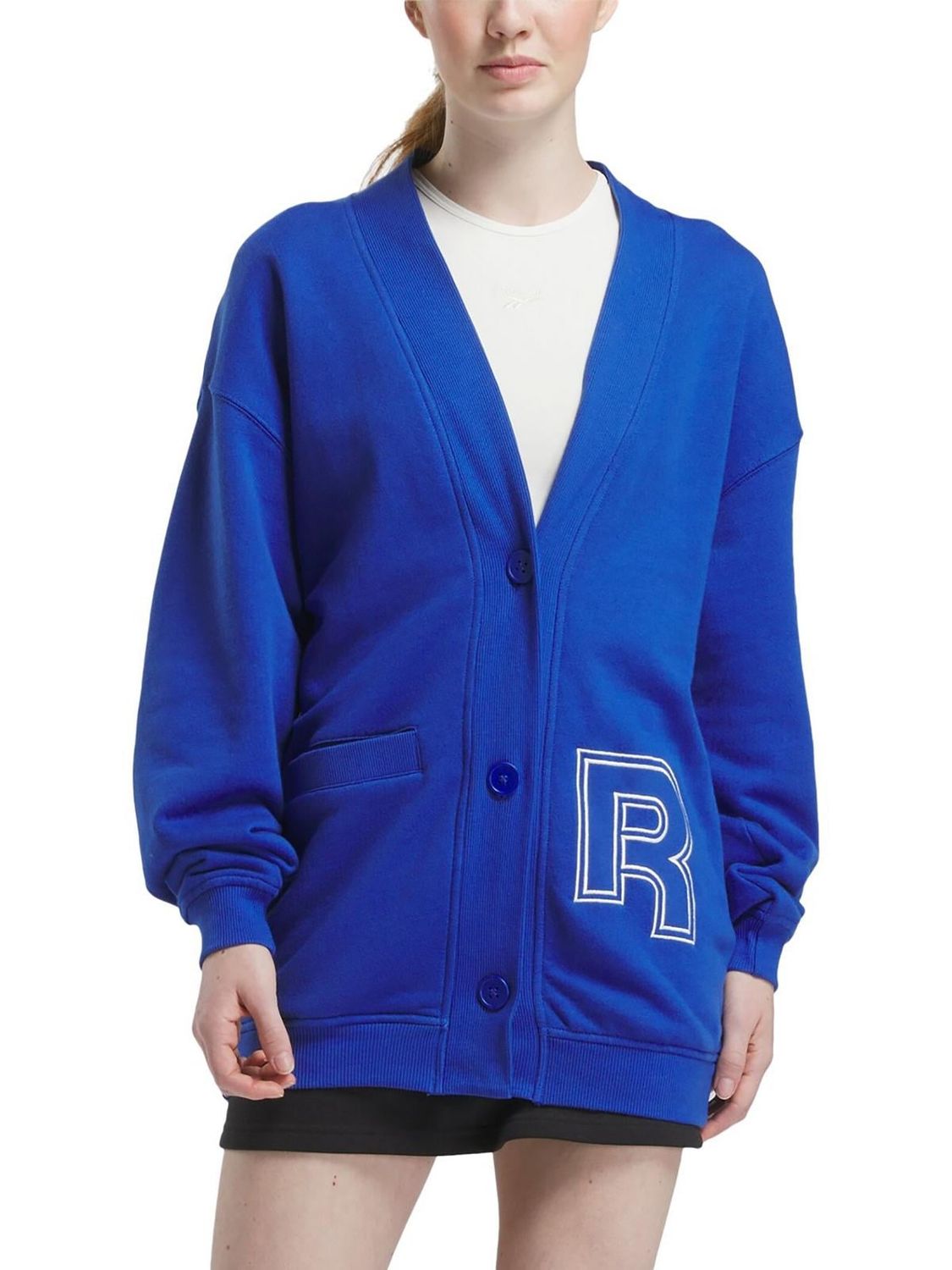 Reebok Womens Team Cover Up Logo Long Sleeve Cardigan Sweater
