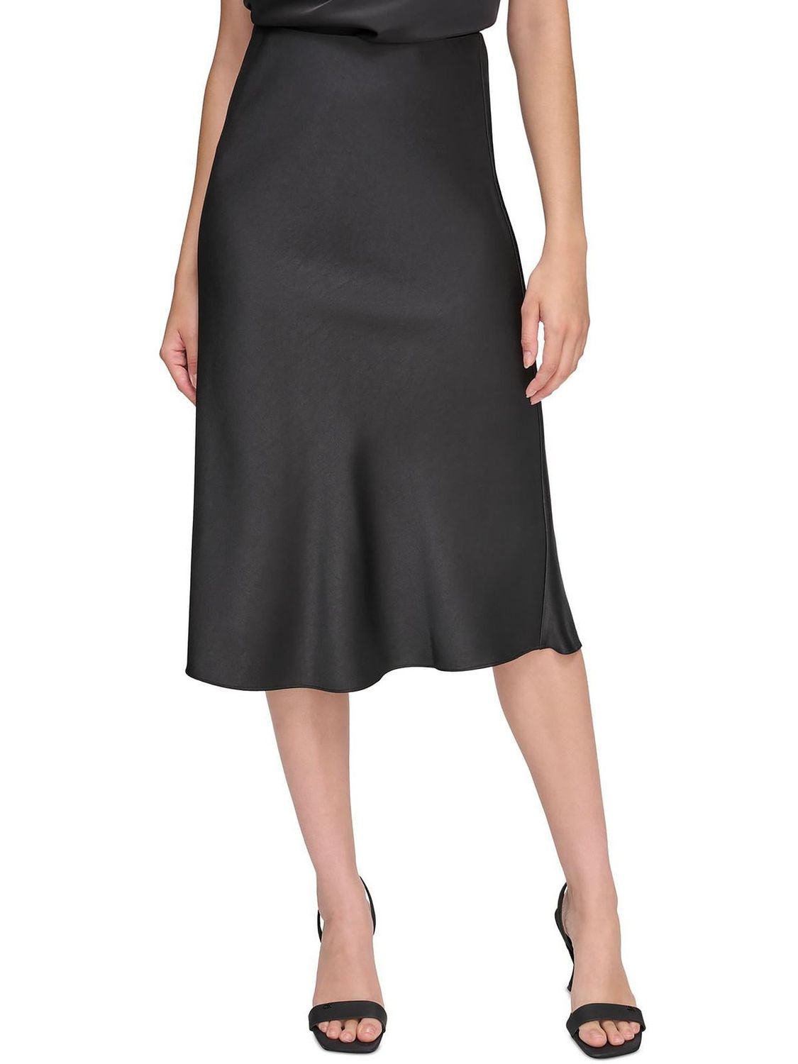 Calvin Klein Womens Satin Midi Midi Skirt