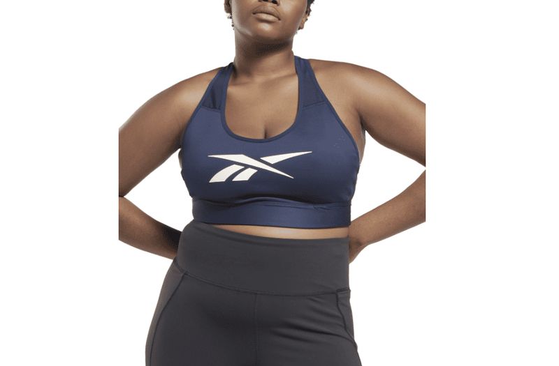 Reebok Plus Size Lux Vector Medium Impact Racerback Bra - Vector Navy