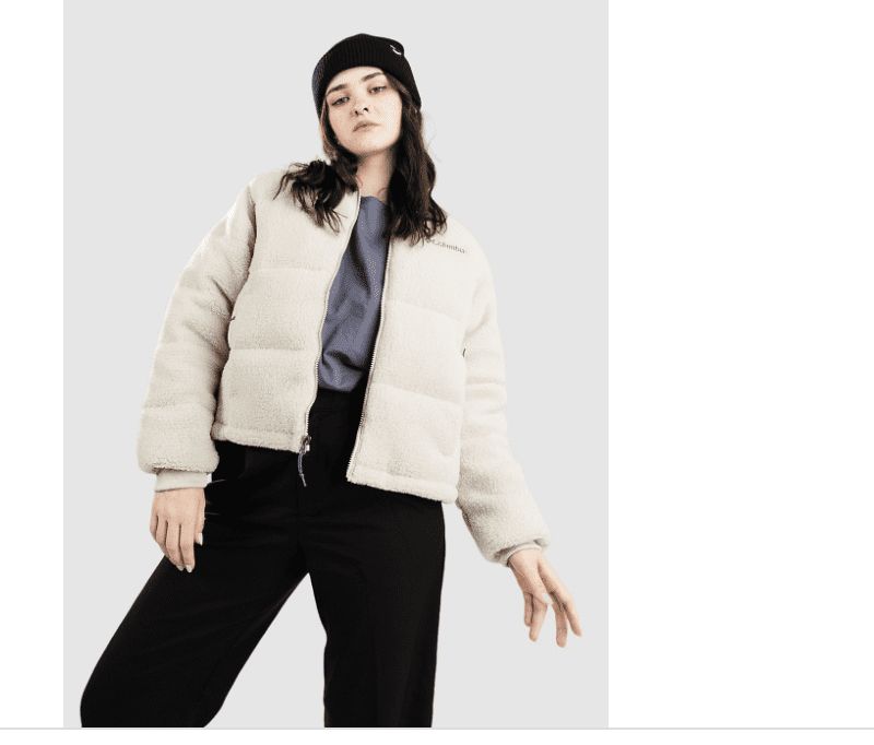 Columbia Puffect Sherpa Bomber Jacket in Stone-Neutral