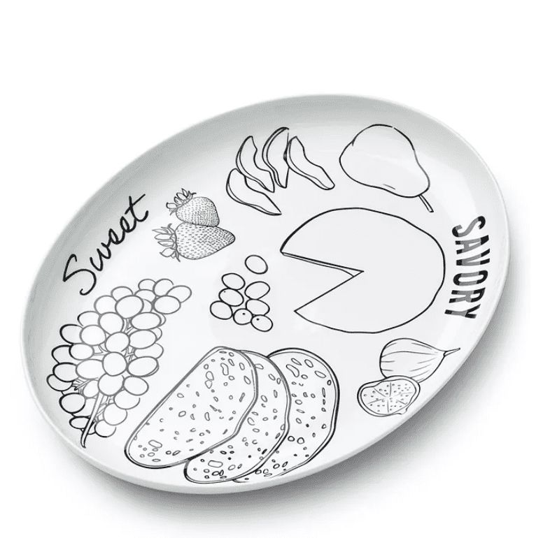 The Cellar Sketched Porcelain Cheese Platter 14 X 11&quot; White