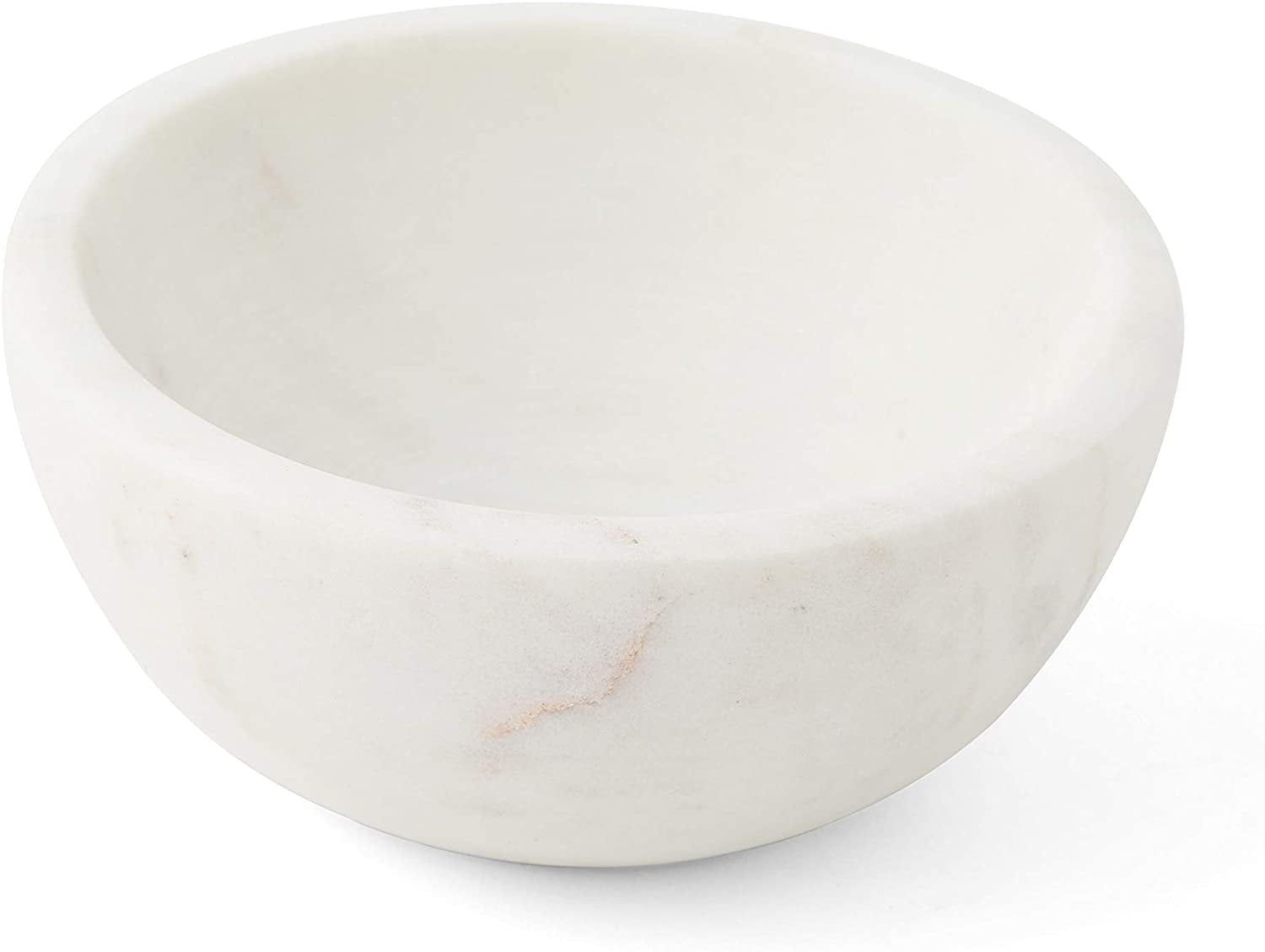 Natural White Marble Serving/Dip Bowl Holds up to 4 Oz. Use as Dip Bowl or Condiment Bowl on Charcuterie Boards