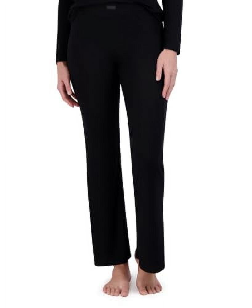 Steve Madden Women&#39;s Ribbed Flare-Leg Sleep Pants, Black, Large