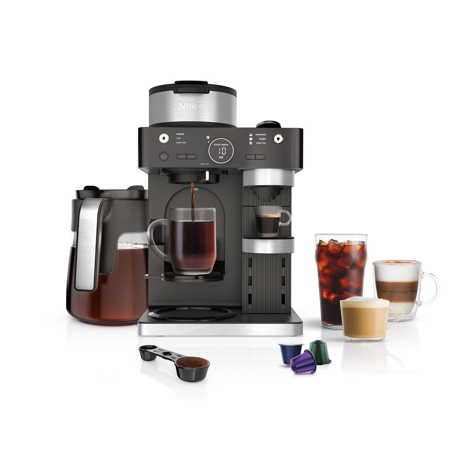 Ninja CFN601 Espresso &amp; Coffee Barista System, Single-Serve Coffee &amp; Nespresso Capsule Compatible