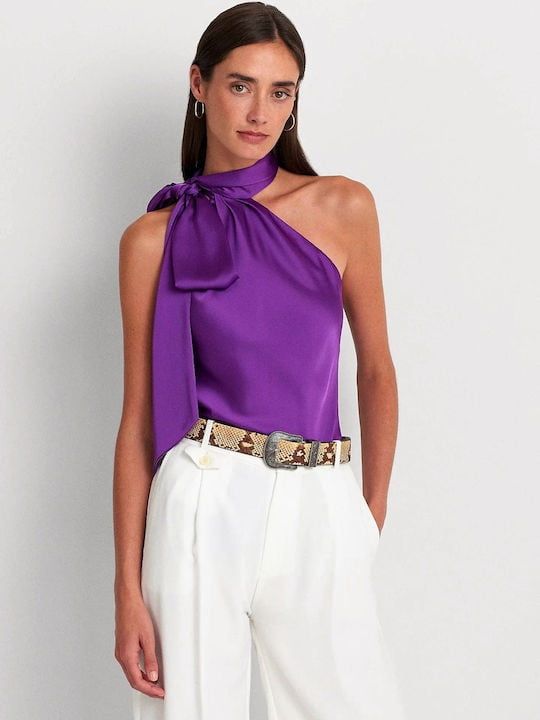 Lauren Ralph Lauren Women&#39;s Sleeveless Neck Tie Blouse, Purple 8