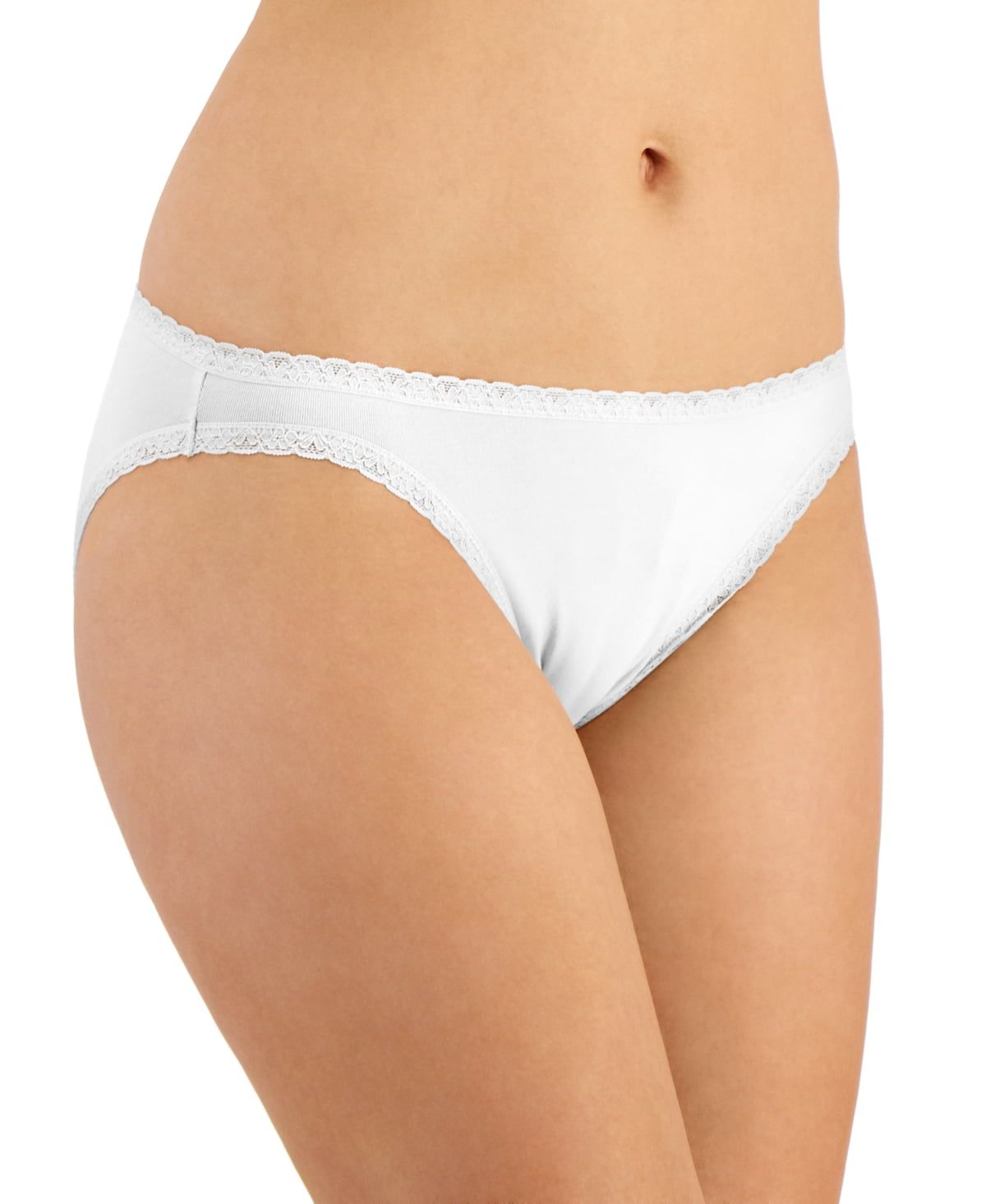 Jenni Women’s Lace Trim Bikini Underwear, White, XXL