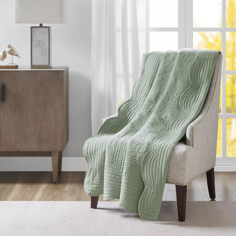 Home Essence Marino Oversized Quilted Throw with Scalloped Edges