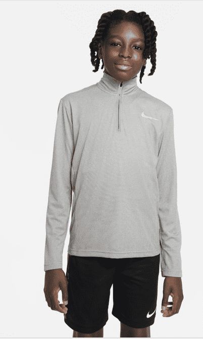 Nike Boys&#39; Dri-FIT Poly+ 1/4-Zip Training Top Carbon Heather/Reflective Silver