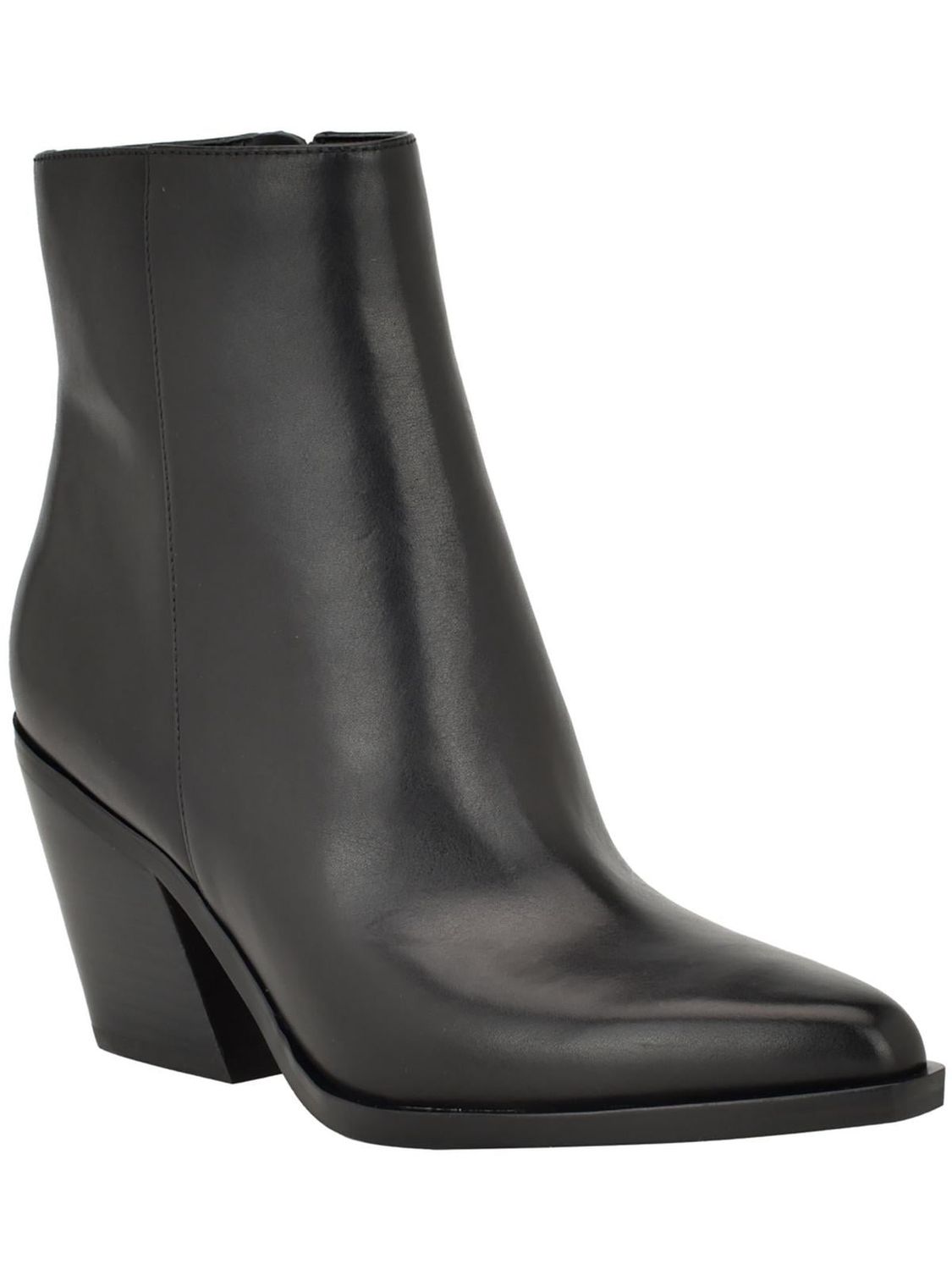 Calvin Klein Womens Fallone Leather Block Heel Mid-Calf Boots
