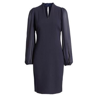 Vince Camuto Women&#39;s Balloon-Sleeve Mixed-Media Dress - Nvy
