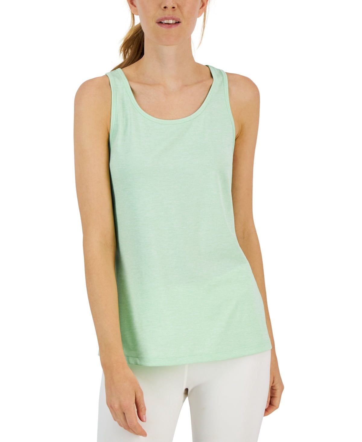 ID Ideology Women&#39;s Active Solid Pleated-Back Relaxed Tank Top, - Green Ash