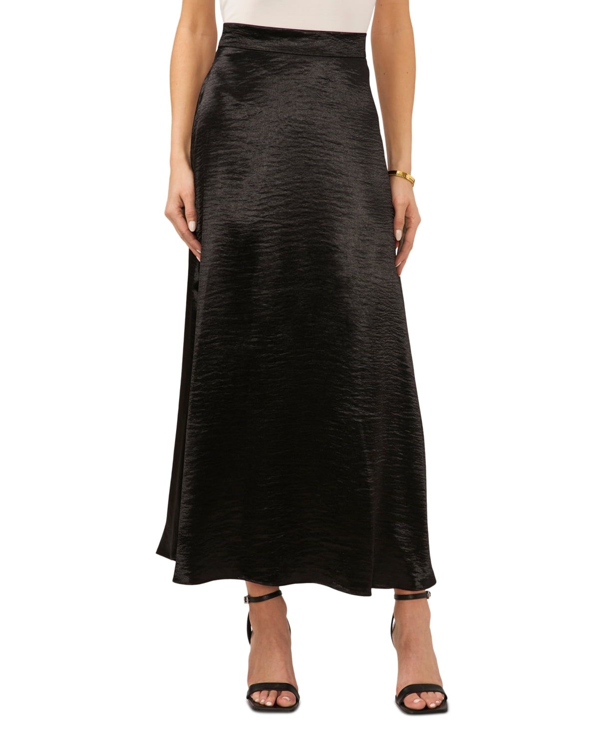 Vince Camuto Women’s Textured a-Line Maxi Skirt – Rich Black, X-Large
