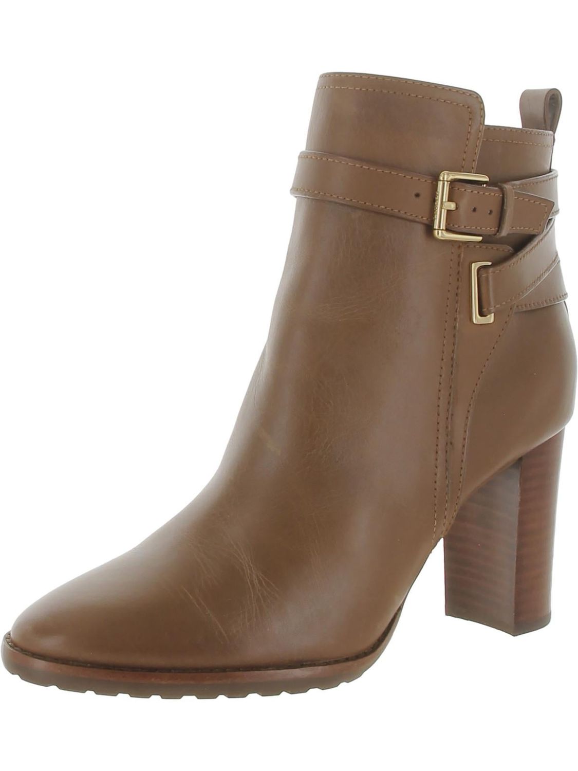 Lauren Ralph Lauren Womens Madisyn Leather Stacked Heel Ankle Boots