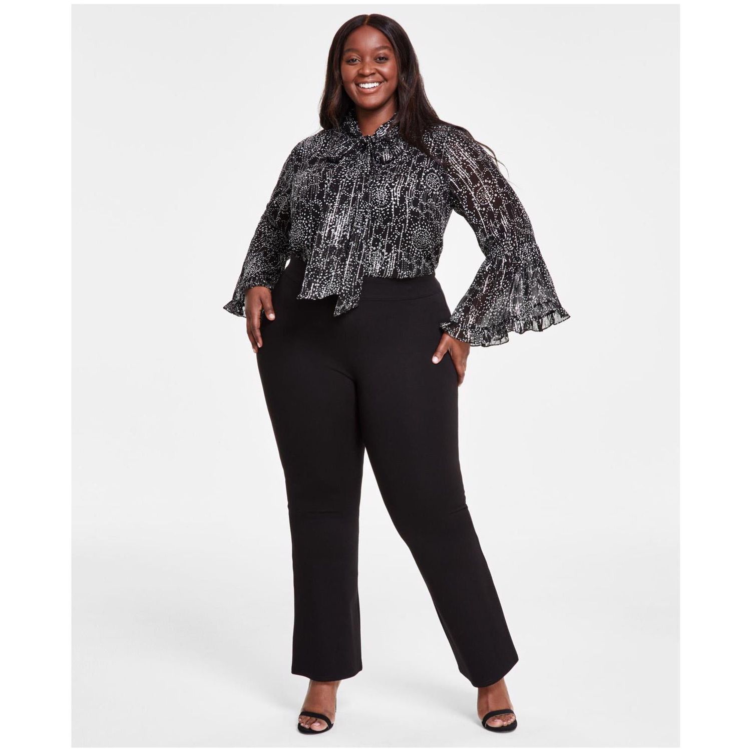 Vince Camuto Womens Flare High Rise Casual Leggings, Black, Plus Size, 3X
