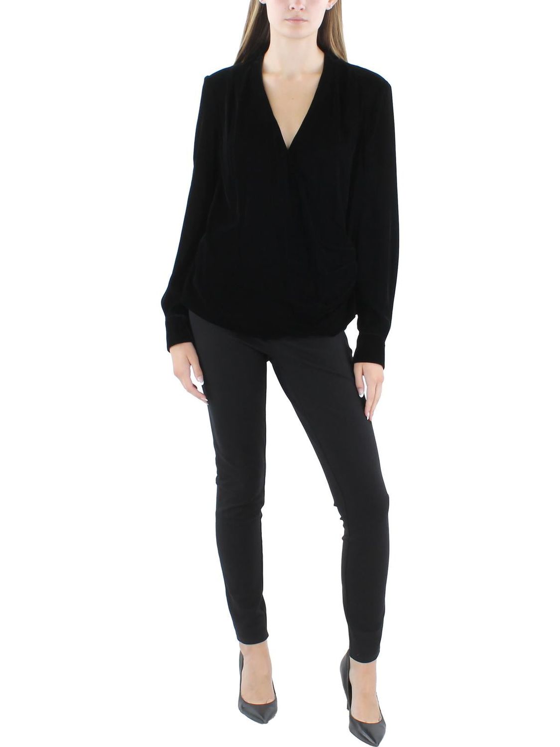 Lauren Ralph Lauren Womens Surplice Holiday Blouse/