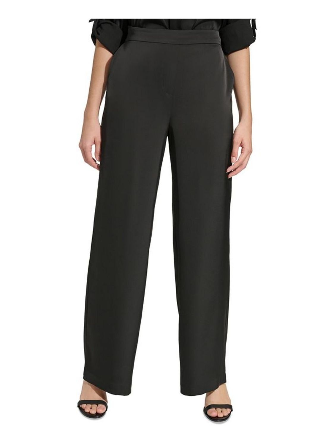 Calvin Klein Womens Shimmer Satin Wide Leg Pants