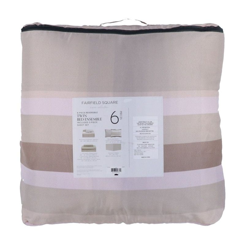 Austin Stripe/Solid Reversible 8 Pc. Comforter Set, - Taupe