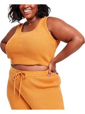 Nina Parker Womens Plus Crochet Sleeveless Tank Top Sweater.