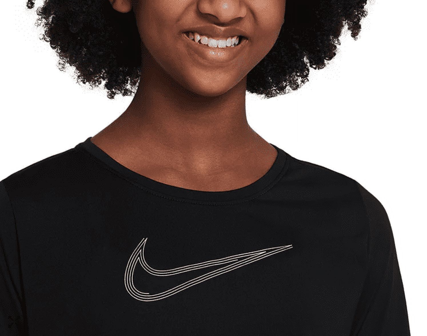 Nike Girls&#39; Dri-fit One Graphic Long-Sleeve Training Top - Black