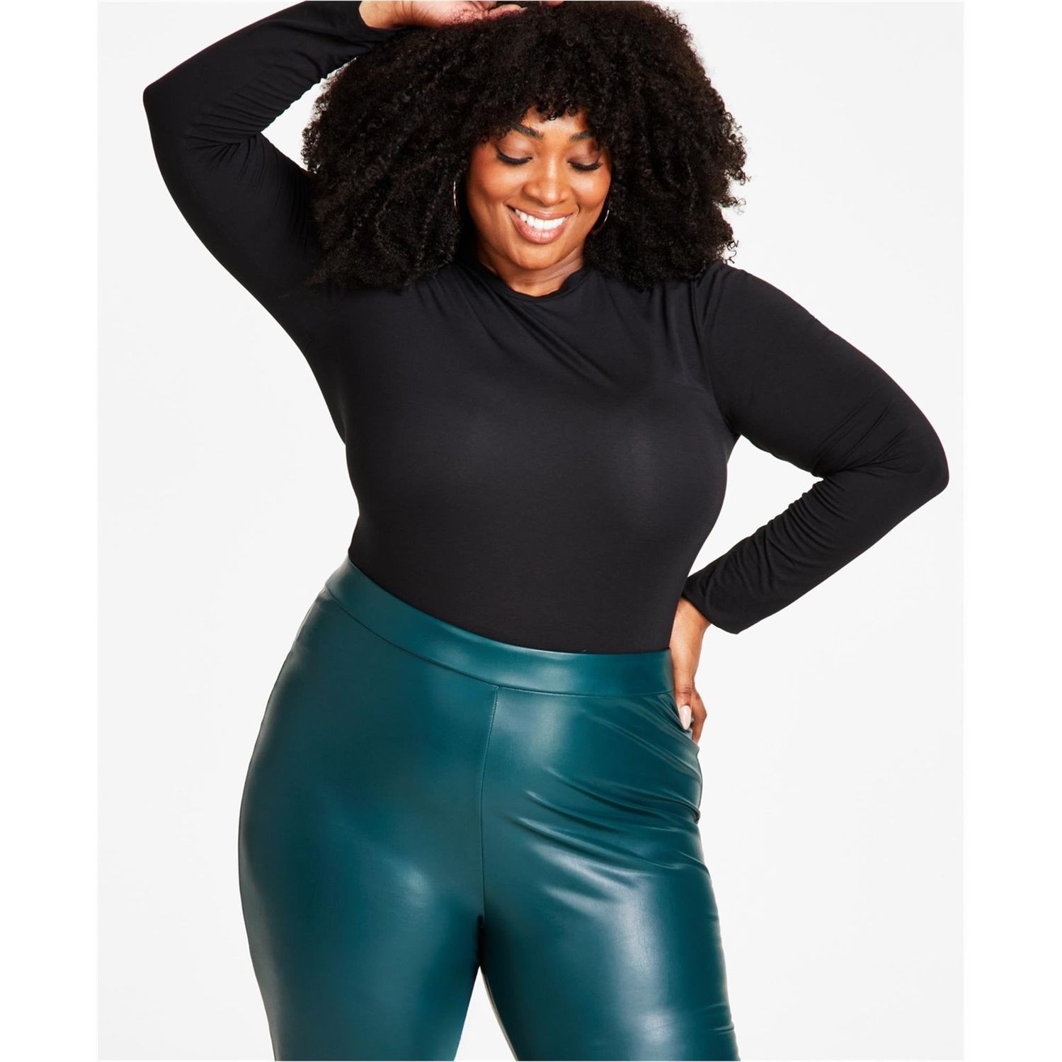 Nina Parker Womens Trendy Basic T-Shirt, Black, Plus Size, 1X