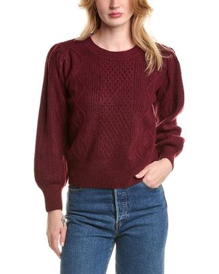 1.STATE womens Variegated Cable Sweater, XL, Red