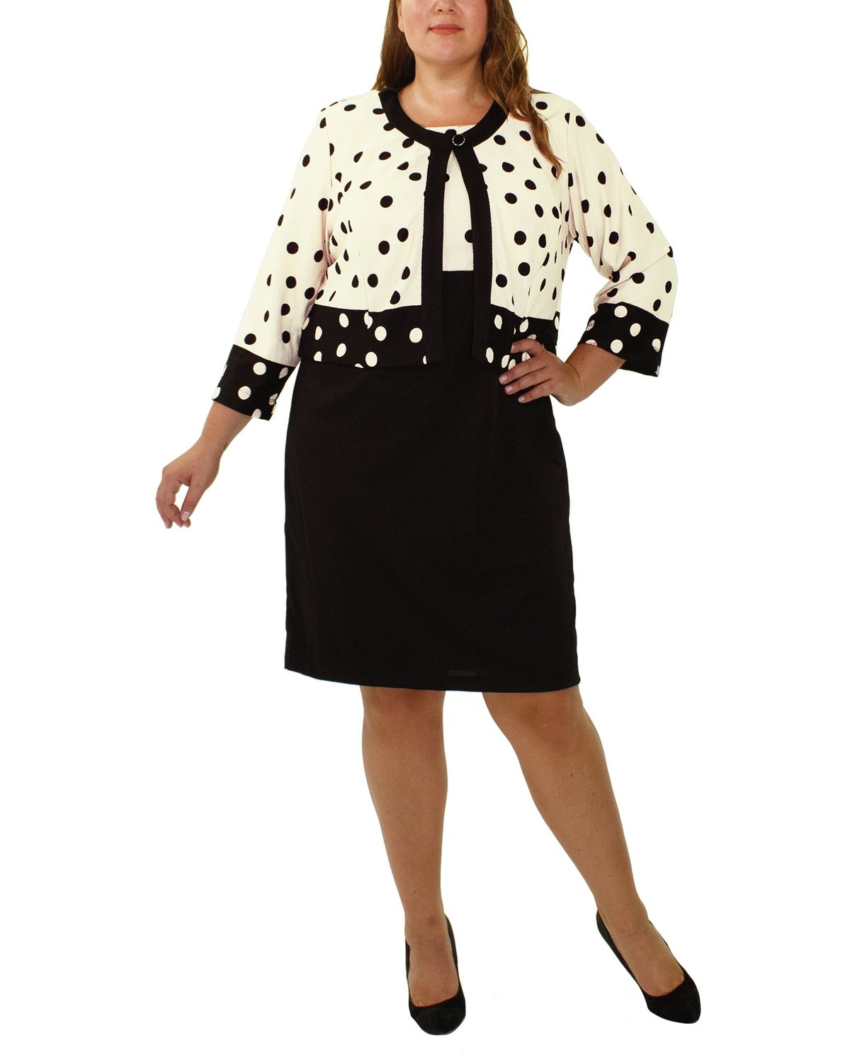 Ny Collection Plus Size 3/4 Sleeve Jacket and Sleeveless Dress - Katlyn