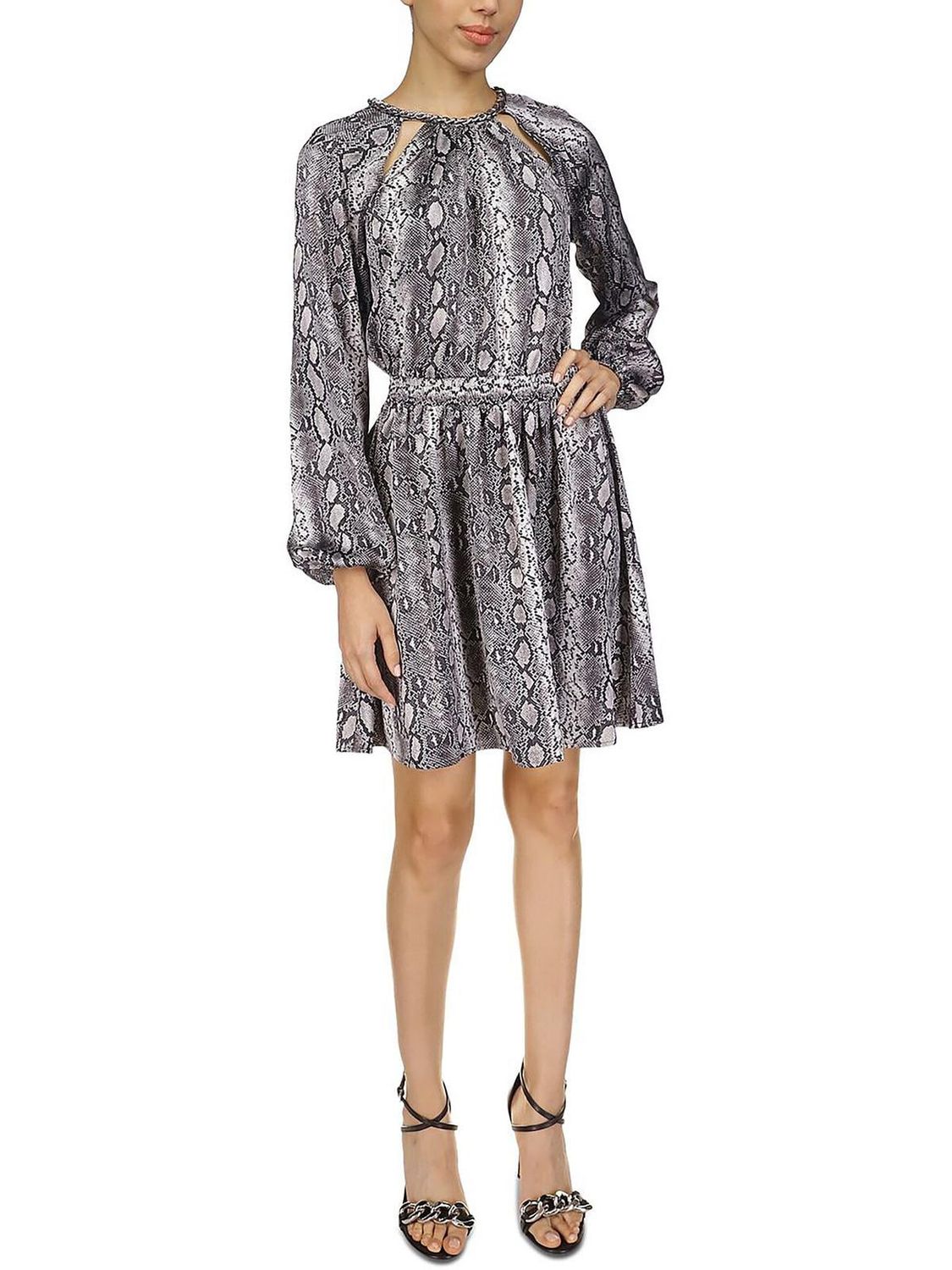 MICHAEL Michael Kors Womens Satin Snake Print Cocktail And Party Dress
