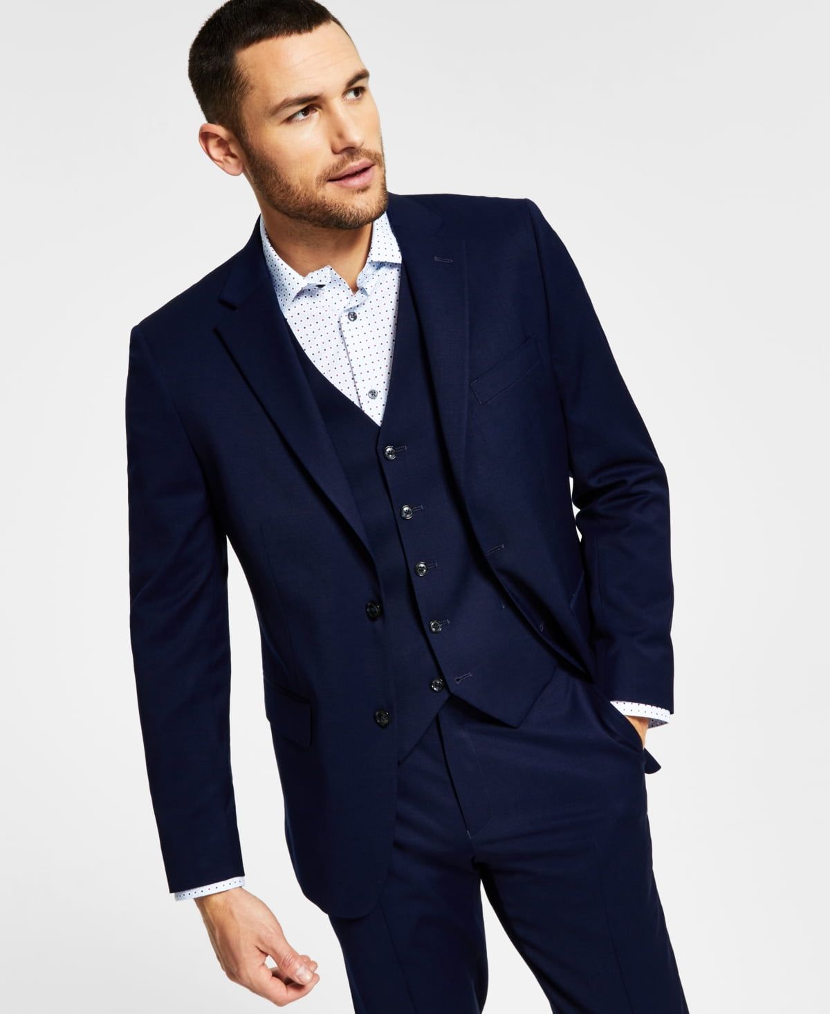 Tommy Hilfiger Mens Modern fit Suit Jacket Blazer 46 R Blue Solid Stretch