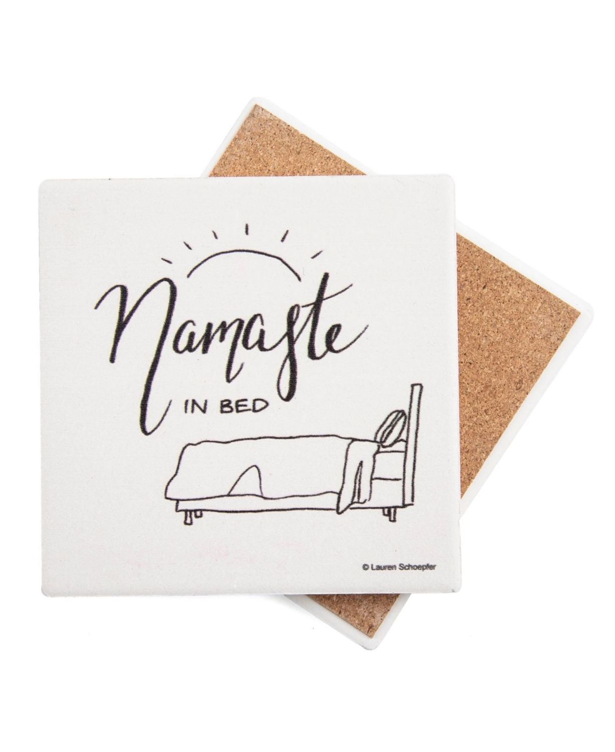 Thirstystone Namaste in Bed Coaster, Set of 4, Tabletops Surfaces Safe