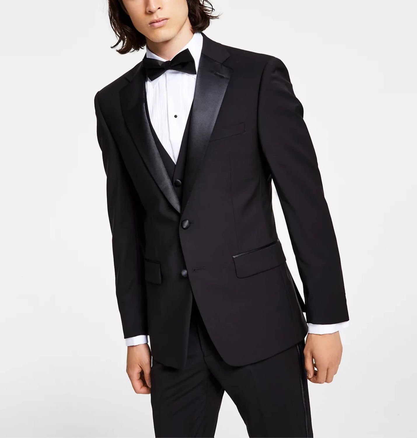 Calvin Klein Men&#39;s Slim-Fit Infinite Stretch Black Tuxedo Jacket