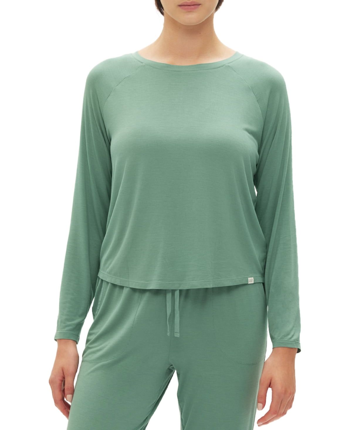 GAP Womens Long-Sleeve Crewneck P Boggy Green L