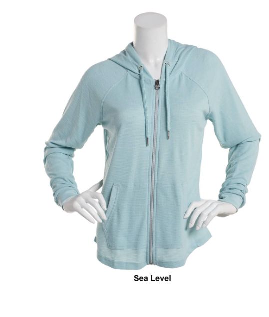 Calvin Klein Ruched-Sleeve Zip Hoodie, XS-4 Sea Level 1X